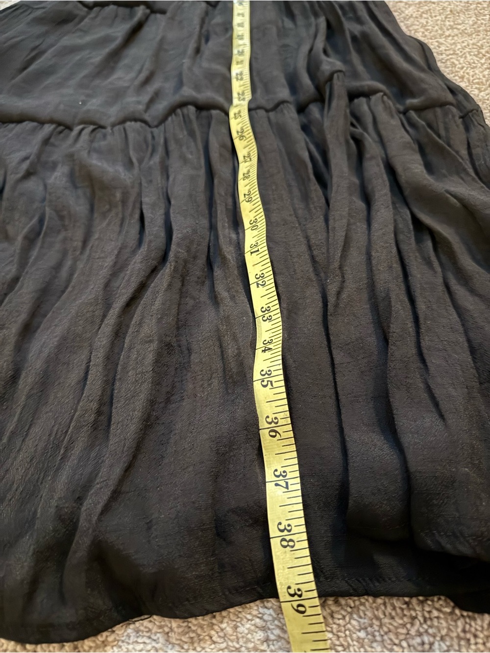 Sweet Wanderer Black Flowing Tiered Midi Skirt dress with stretchy tube top